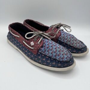 Sperry x Vineyard‎ Vines Men's Boat Shoes Stars Stripes USA Whale Red White Blue